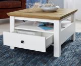 Couchtisch Universal in wei mit Artisan Eiche im Landhausstil 70 x 70 cm