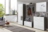 Garderobenschrank Line in wei Hochglanz und Sardegna grau Rauchsilber Flurschrank 60 x 191 cm