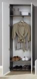Garderobenschrank Line in wei Hochglanz und Sardegna grau Rauchsilber Flurschrank 60 x 191 cm