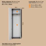 Garderobenschrank Matrix in wei� Hochglanz und Sardegna grau Rauchsilber Flurschrank 60 x 191 cm
