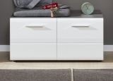 Garderobe Sitzbank Line in Hochglanz wei und Sardegna grau Rauchsilber Garderobenbank und Schuhschrank 80 x 41 cm