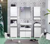 Badezimmer Spiegelschrank SetOne in wei Hochglanz Badschrank 2-trig 65 x 80 cm