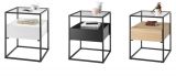Beistelltisch Evora in Eiche mit Metallgestell und Glasplatte 43 x 43 cm