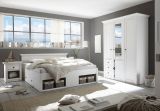 Schlafzimmer komplett Hooge in Pinie wei Landhaus Set mit Doppelbett, Kleiderschrank und Nachttisch