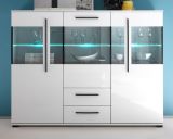 Highboard Design-D in wei Hochglanz Kommode 160 x 126 cm