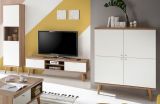 Wohnwand Helge in wei und Eiche Riviera Schrankwand skandinavisch 3-teilig 337 x 197 cm