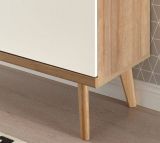 Wohnwand Helge in wei und Eiche Riviera Schrankwand skandinavisch 3-teilig 277 x 160 cm