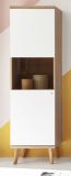 Vitrine Helge in wei und Eiche Riviera Vitrinenschrank skandinavisch 50 x 197 cm