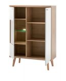 Highboard Helge in wei und Eiche Riviera Vitrine skandinavisch 90 x 134 cm
