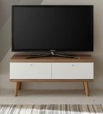 TV-Lowboard Helge in wei und Eiche Riviera TV-Unterteil skandinavisch 107 x 50 cm