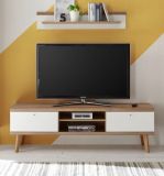 Wandboard Helge in wei und Eiche Riviera Wandregal skandinavisch 107 x 20 cm