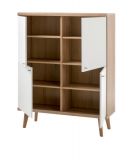 Highboard Helge in wei und Eiche Riviera skandinavisch 107 x 134 cm