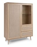 Highboard Niran in Sonoma Eiche mit Bast - Dekor Kommode skandinavisch 102 x 139 cm