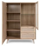 Highboard Niran in Sonoma Eiche mit Bast - Dekor Kommode skandinavisch 102 x 139 cm
