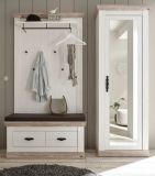 Garderobenkombination Rovola in Pinie wei / Oslo Pinie Landhaus Garderobe Set 3-tlg. 190 x 201 cm