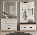 Garderobenkombination Rovola in Pinie wei / Oslo Pinie Landhaus Garderobe Set 4-tlg. 224 x 201 cm