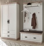 Garderobenschrank Rovola in Pinie wei / Oslo Pinie Landhaus Garderobe oder groer Schuhschrank 107 x 201 cm