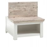 Couchtisch Rovola in Pinie wei / Oslo Pinie Landhaus Beistelltisch mit Truhe und Ablage 86 x 86 cm quadratisch