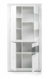 Vitrine Nobile in wei Hochglanz und Stone Design grau Vitrinenschrank 100 x 198 cm