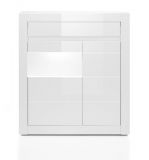 Highboard Nobile in wei Hochglanz mit wei oder grau, Kommode 100 x 112 cm