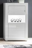 Vitrine Nobile in wei Hochglanz und Stone Design grau Vitrinenschrank 66 x 112 cm Kommode