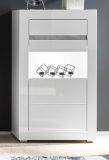 Vitrine Nobile in wei Hochglanz und Stone Design grau Vitrinenschrank 66 x 112 cm Kommode