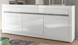 Sideboard Nobile in wei Hochglanz und Stone Design grau Kommode 217 x 90 cm