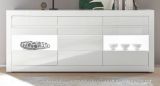 Sideboard Nobile in wei Hochglanz und Stone Design grau Kommode 217 x 90 cm