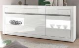 Sideboard Nobile in wei Hochglanz und Stone Design grau Kommode 217 x 90 cm