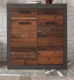 Kommode Ward in Old Used Wood Shabby Design mit Matera grau Schuhschrank 92 x 104 cm