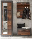 Garderobenkombination Ward in Old Used Wood Shabby Design mit Matera grau Garderobe Set 3-teilig 165 x 201 cm