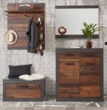 Garderobenkombination Ward in Old Used Wood Shabby Design mit Matera grau Garderobe Set 4-teilig 192 x 200 cm