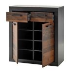 Garderobenkombination Ward in Old Used Wood Shabby Design mit Matera grau Garderobe Set 4-teilig 192 x 200 cm