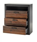 Kommode Ward in Old Used Wood Shabby Design mit Matera grau 92 x 104 cm