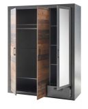 Schlafzimmer komplett Ward in Old Used Wood Shabby Design mit Matera grau Komplettzimmer mit Bett, Kleiderschrank, Kommode und Nachttisch