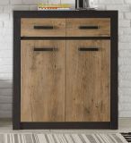 Kommode Beveren in Kastanie und Fresco grau 92 x 105 cm