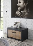 Garderobe Sitzbank Beveren in Kastanie und Fresco grau Garderobenbank und Schuhschrank 80 x 43 cm