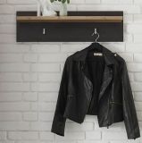 Garderobenpaneel Beveren in Kastanie und Fresco grau Flur Wandgarderobe 80 x 23 cm