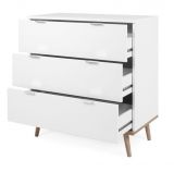 Kommode Lundby in matt wei mit Sonoma Eiche massiv Schubladenkommode skandinavisch 80 x 87 cm