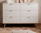 Kommode Lundby in matt wei mit Sonoma Eiche massiv Schubladenkommode skandinavisch 120 x 87 cm