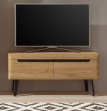 TV-Lowboard Ronson in Artisan Eiche und schwarz TV-Unterteil skandinavisch 107 x 50 cm