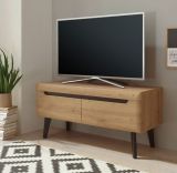 TV-Lowboard Ronson in Artisan Eiche und schwarz TV-Unterteil skandinavisch 107 x 50 cm