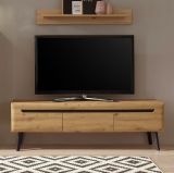 TV-Lowboard Ronson in Artisan Eiche und schwarz TV-Unterteil skandinavisch 160 x 50 cm