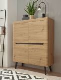 Highboard Ronson in Artisan Eiche und schwarz skandinavisch 107 x 134 cm