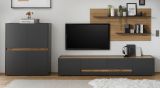 TV-Lowboard Center in grau matt und Wotan Eiche TV-Unterteil 223 x 40 cm TV-Board XL