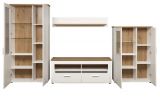 Wohnwand Shade in Andersen Pinie wei und Artisan Eiche Landhaus Schrankwand 4-teilig 368 x 194 cm