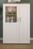 Vitrine Shade in Andersen Pinie wei und Artisan Eiche Landhaus Highboard 95 x 140 cm