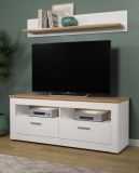 TV-Lowboard Shade in Andersen Pinie wei und Artisan Eiche Landhaus TV-Unterteil mit Komforthhe 148 x 59 cm