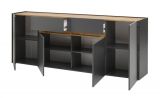 Sideboard Center in grau matt und Wotan Eiche Kommode 220 x 87 cm