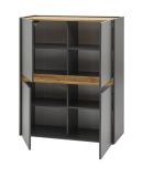 Wohnwand Center in grau matt und Wotan Eiche 3-teilig 343 x 180 cm mit XL-TV-Schrank